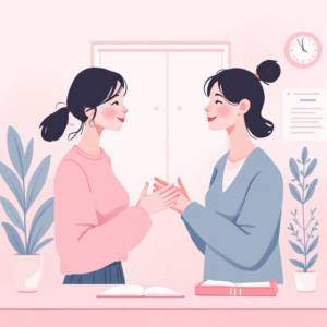 teachers guiding Parent at tiny bloomers preschool kandivali